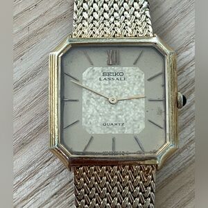 Seiko Lassale Ultra Rare Vintage Luxury Watch Gold Weave Bracelet Sparkling Dial